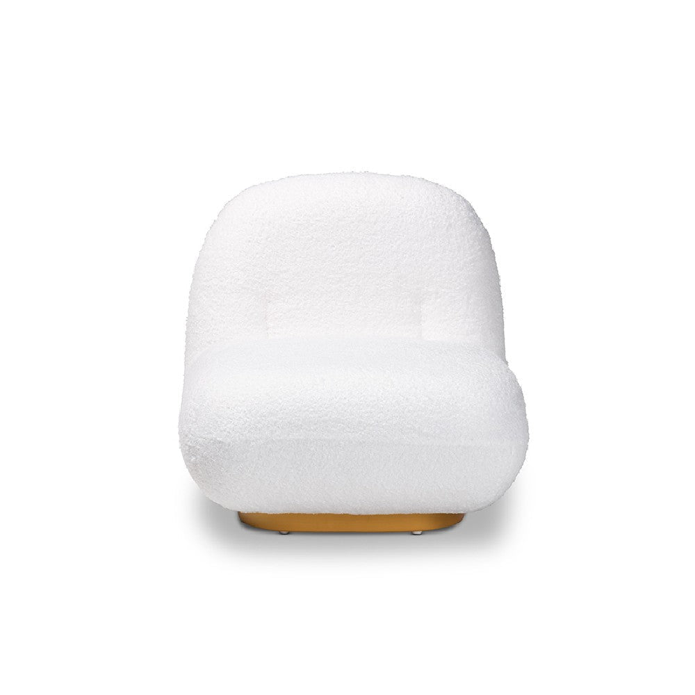 Baxton Studio Paiva Modern and Contemporary White Boucle Upholstered and Brushed Gold Finished Accent Chair WHI-2015-White-CC