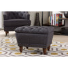 Baxton Studio Annabelle Modern and Contemporary Dark Grey Fabric Upholstered Walnut Wood Finished Button-Tufted Storage Ottoman