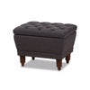 Baxton Studio Annabelle Modern and Contemporary Dark Grey Fabric Upholstered Walnut Wood Finished Button-Tufted Storage Ottoman