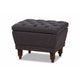 Baxton Studio Annabelle Modern and Contemporary Dark Grey Fabric Upholstered Walnut Wood Finished Button-Tufted Storage Ottoman