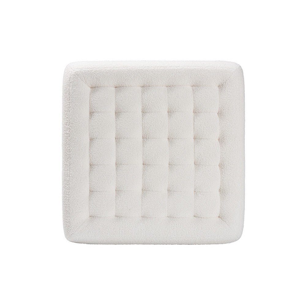 Baxton Studio Athena Modern and Contemporary Ivory Boucle Upholstered and Black Finished Wood Square Ottoman WHI-2211-Beige-Ottoman