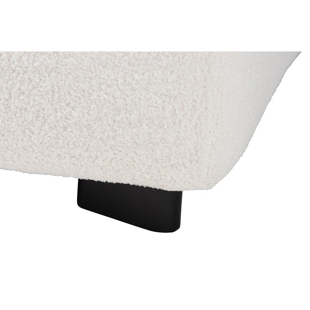 Baxton Studio Athena Modern and Contemporary Ivory Boucle Upholstered and Black Finished Wood Square Ottoman WHI-2211-Beige-Ottoman