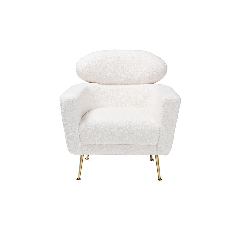Baxton Studio Fantasia Modern and Contemporary Ivory Boucle Upholstered and Gold Metal Armchair WHI-222-Beige-CC