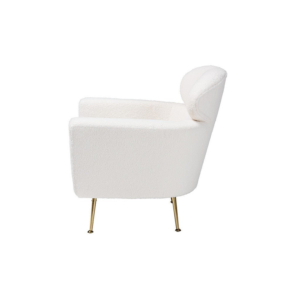 Baxton Studio Fantasia Modern and Contemporary Ivory Boucle Upholstered and Gold Metal Armchair WHI-222-Beige-CC