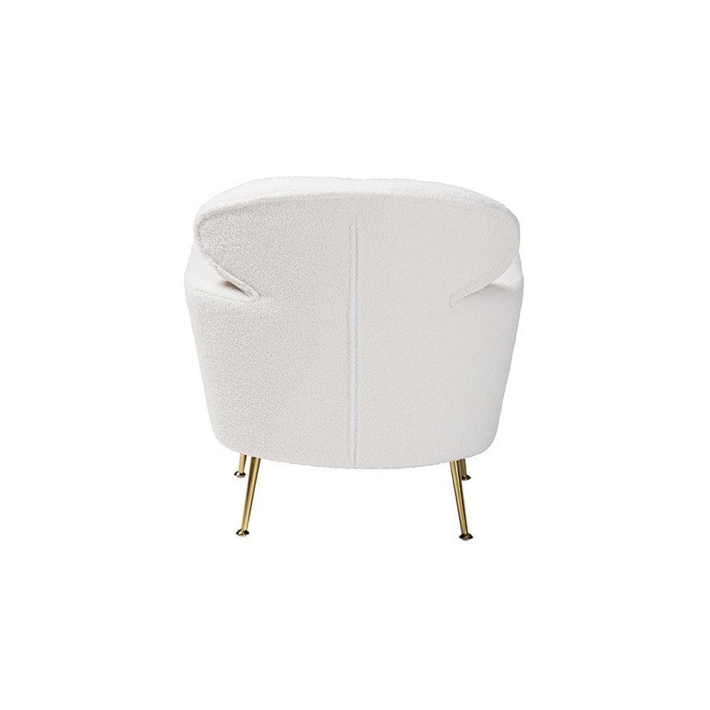Baxton Studio Fantasia Modern and Contemporary Ivory Boucle Upholstered and Gold Metal Armchair WHI-222-Beige-CC