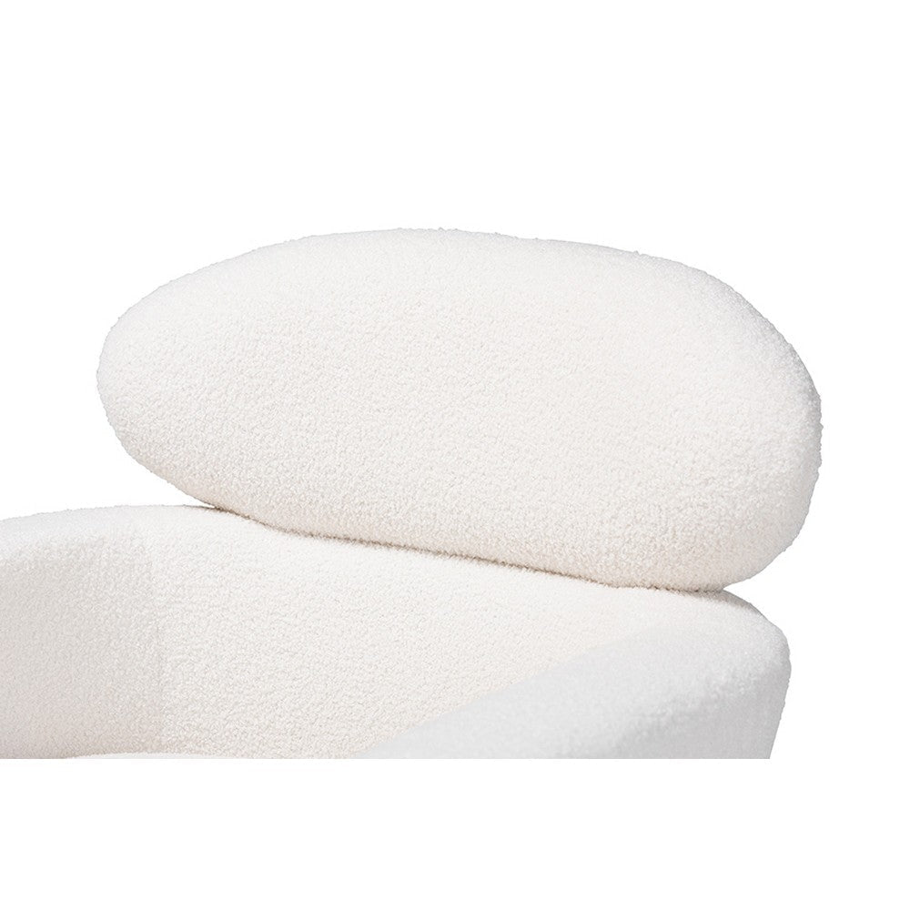 Baxton Studio Fantasia Modern and Contemporary Ivory Boucle Upholstered and Gold Metal Armchair WHI-222-Beige-CC