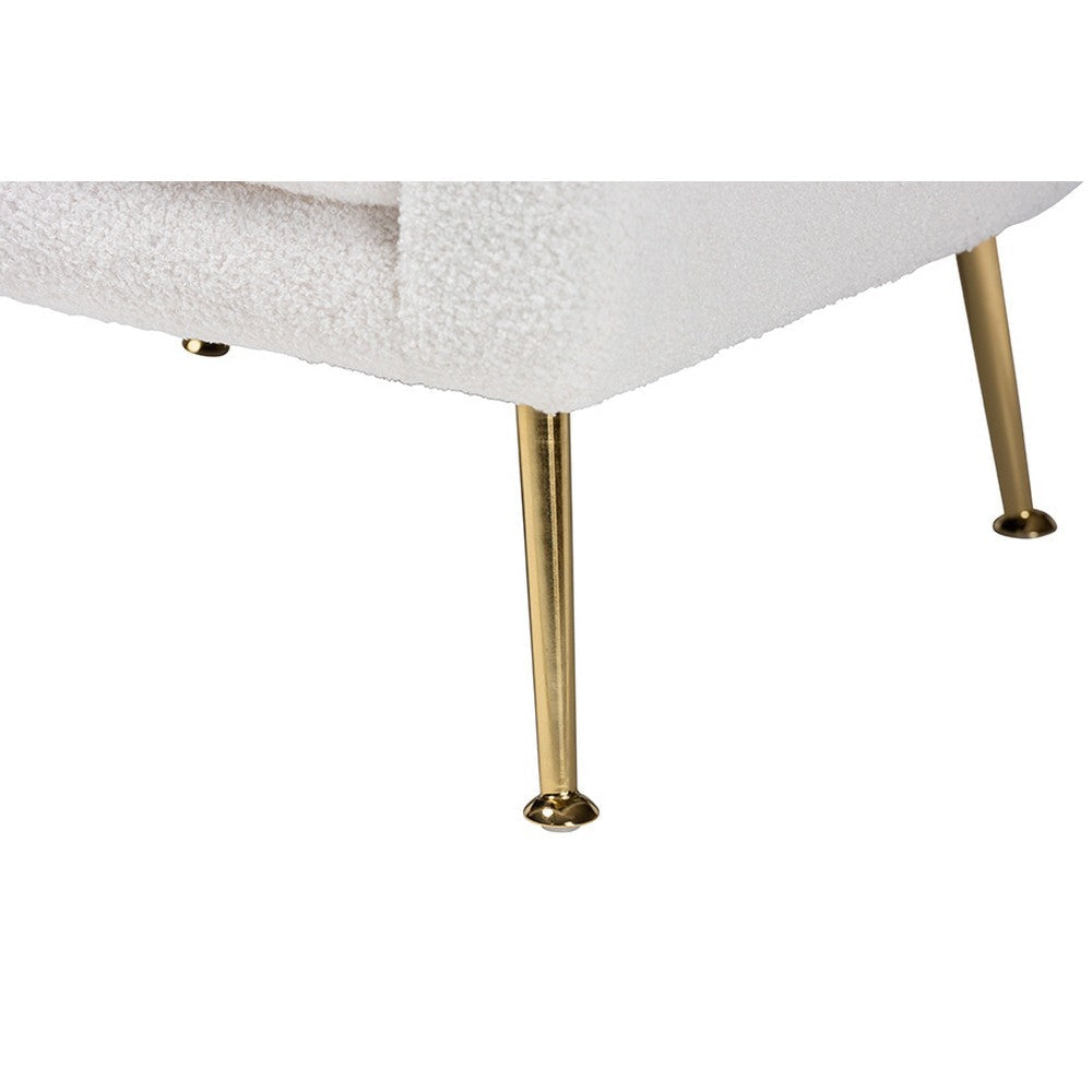 Baxton Studio Fantasia Modern and Contemporary Ivory Boucle Upholstered and Gold Metal Armchair WHI-222-Beige-CC