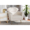 Baxton Studio Fantasia Modern and Contemporary Ivory Boucle Upholstered and Gold Metal Armchair