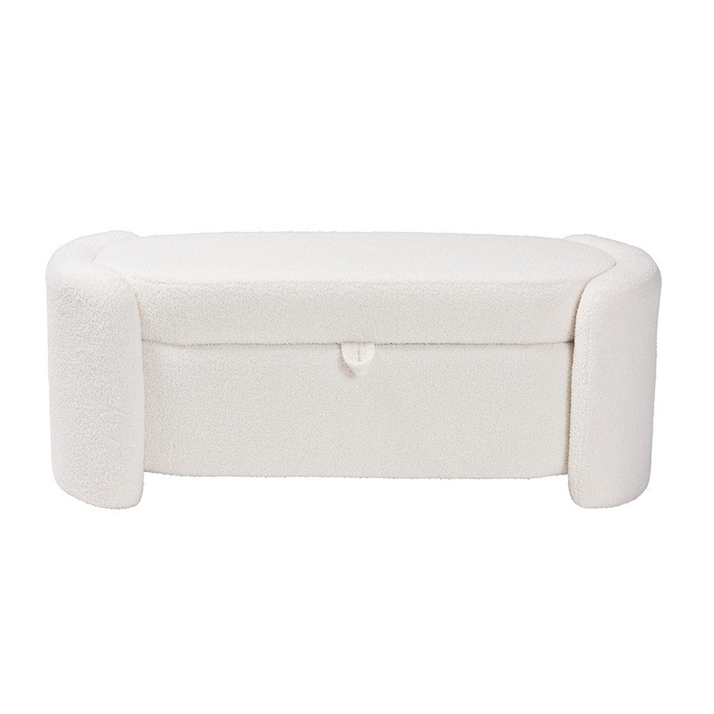 Baxton Studio Oakes Modern and Contemporary Ivory Boucle Upholstered Storage Bench WHI-225-Beige-Bench