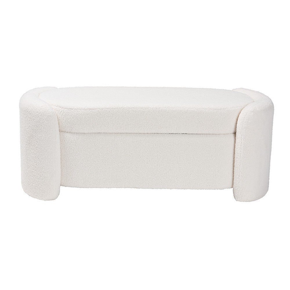 Baxton Studio Oakes Modern and Contemporary Ivory Boucle Upholstered Storage Bench WHI-225-Beige-Bench