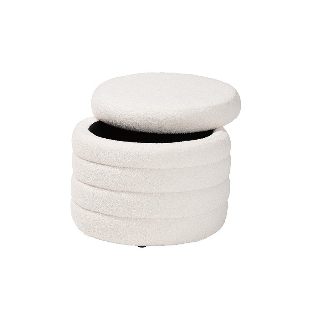 Baxton Studio Tabitha Modern and Contemporary Ivory Boucle Upholstered Storage Ottoman WHI-228-Beige-Ottoman