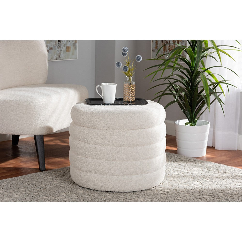 Baxton Studio Tabitha Modern and Contemporary Ivory Boucle Upholstered Storage Ottoman WHI-228-Beige-Ottoman