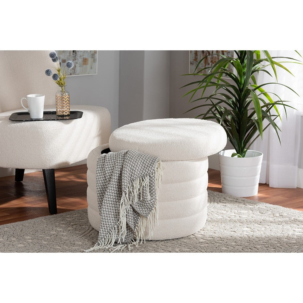 Baxton Studio Tabitha Modern and Contemporary Ivory Boucle Upholstered Storage Ottoman WHI-228-Beige-Ottoman