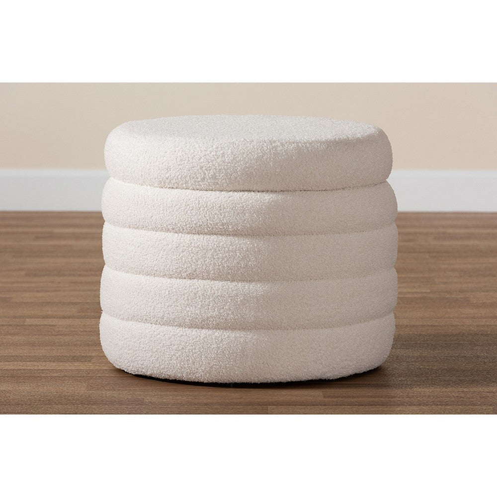 Baxton Studio Tabitha Modern and Contemporary Ivory Boucle Upholstered Storage Ottoman WHI-228-Beige-Ottoman