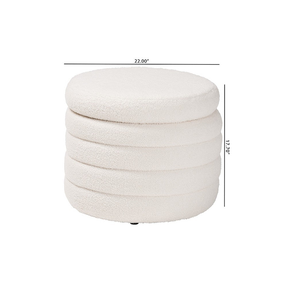 Baxton Studio Tabitha Modern and Contemporary Ivory Boucle Upholstered Storage Ottoman