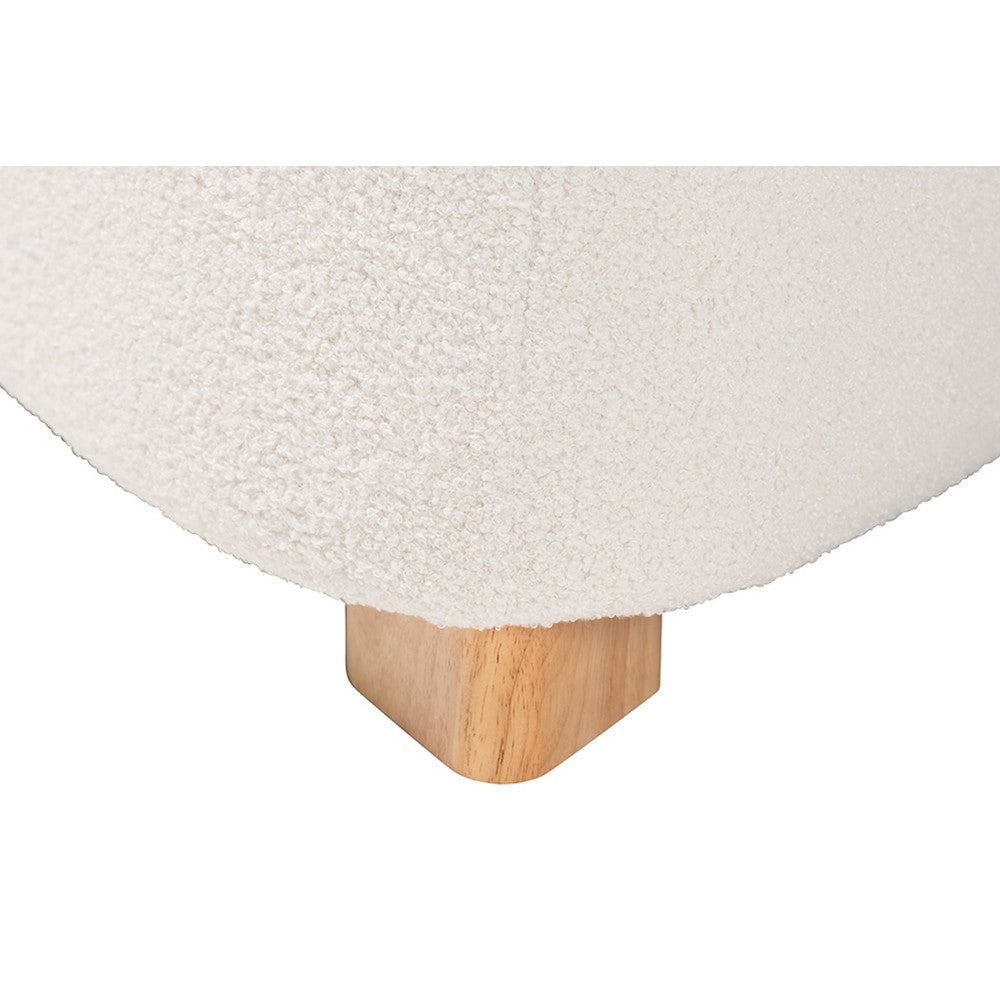 Baxton Studio Brielle Modern and Contemporary Ivory Boucle Upholstered and Natural Brown Finished Wood Ottoman WHI-229-Beige-Ottoman
