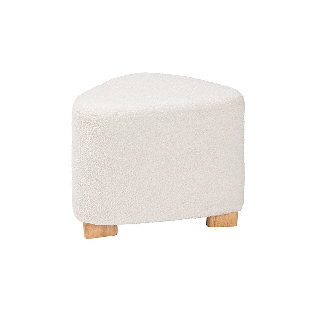 Baxton Studio Brielle Modern and Contemporary Ivory Boucle Upholstered and Natural Brown Finished Wood Ottoman WHI-229-Beige-Ottoman