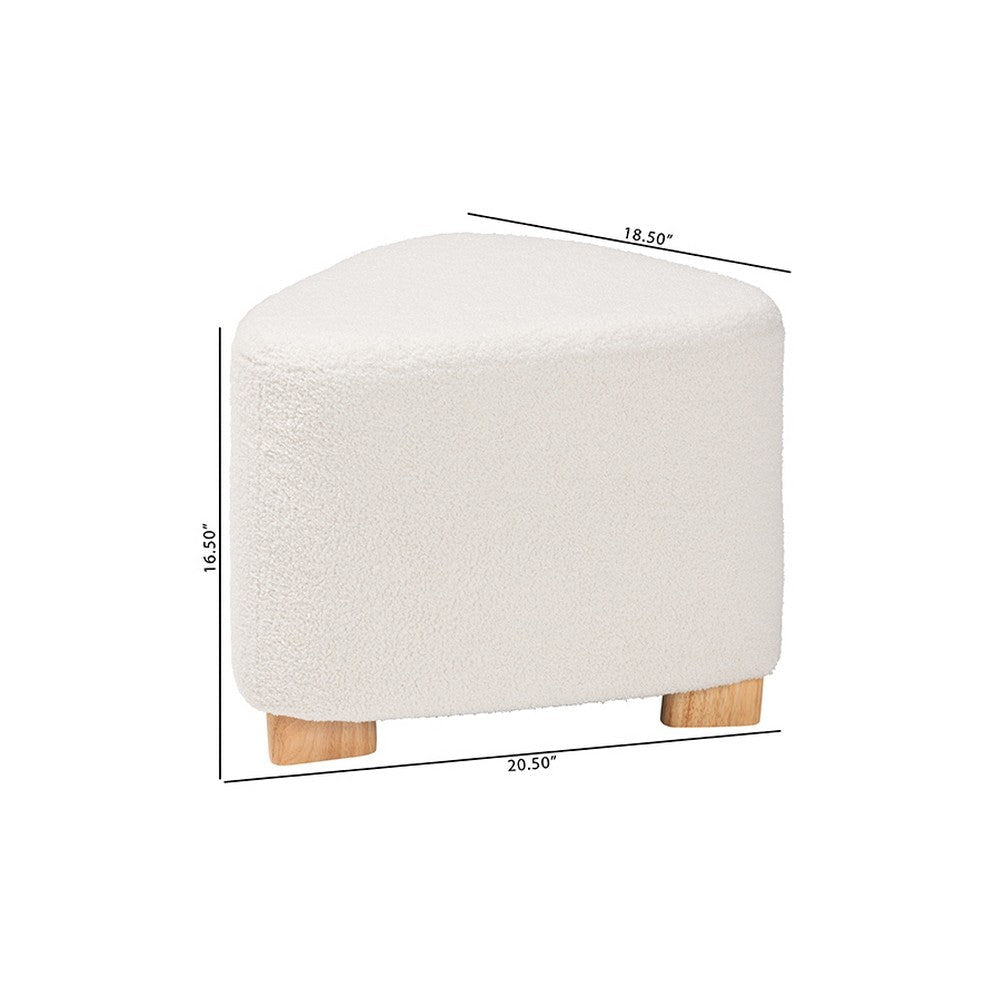 Baxton Studio Brielle Modern and Contemporary Ivory Boucle Upholstered and Natural Brown Finished Wood Ottoman