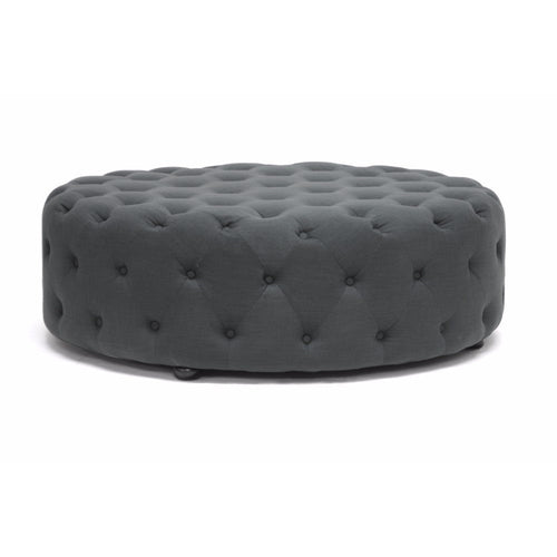 Baxton Studio Cardiff Dark Gray Linen Modern Tufted Ottoman
