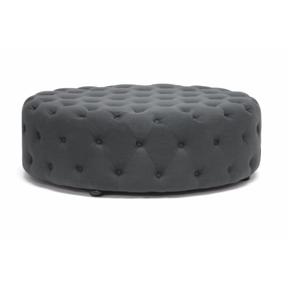Baxton Studio Cardiff Dark Gray Linen Modern Tufted Ottoman