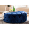 Baxton Studio Cardiff Transitional Royal Blue Velvet Fabric Upholstered Button Tufted Cocktail Ottoman