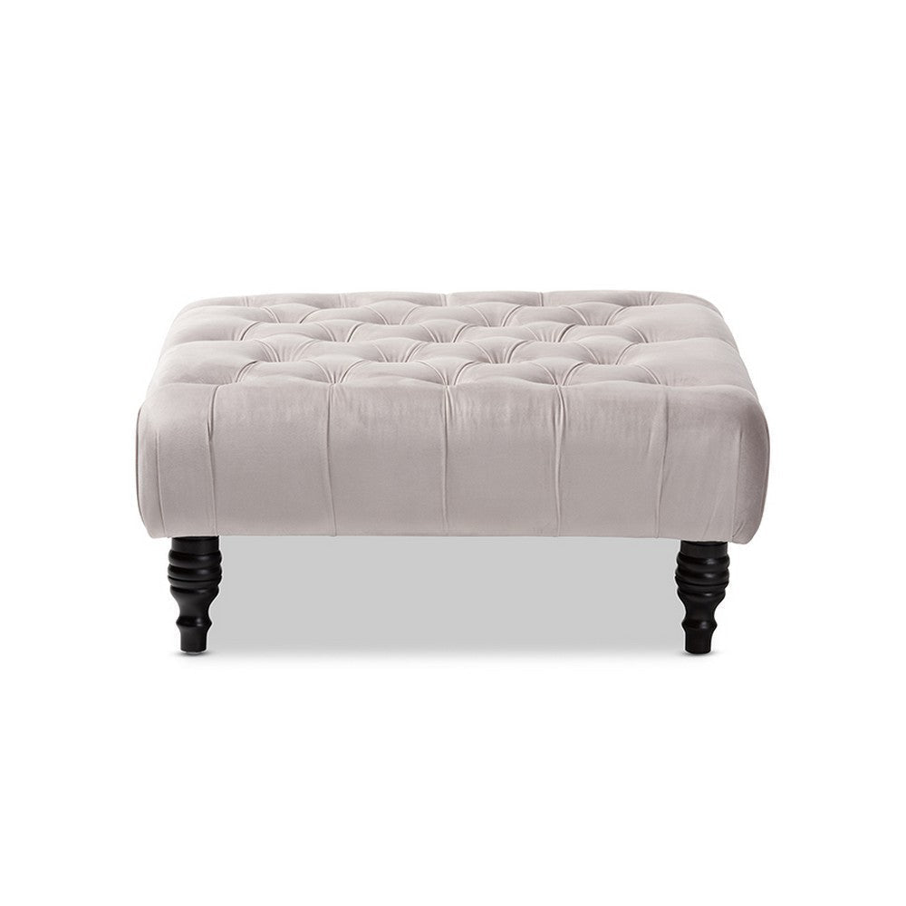 Baxton Studio Keswick Transitional Grey Velvet Fabric Upholstered Button Tufted Cocktail Ottoman WHI-502-Slate-Grey-Otto