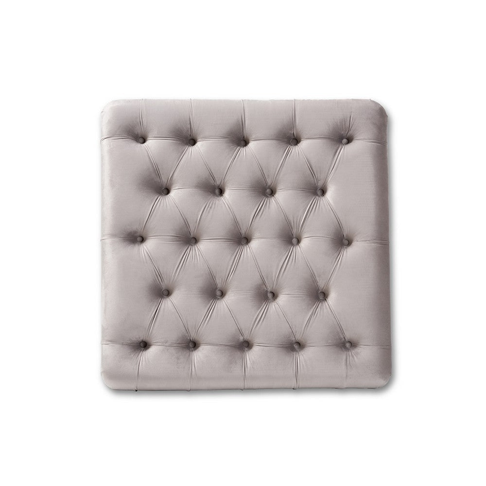 Baxton Studio Keswick Transitional Grey Velvet Fabric Upholstered Button Tufted Cocktail Ottoman WHI-502-Slate-Grey-Otto