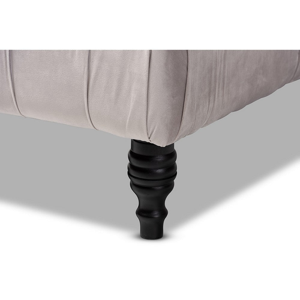 Baxton Studio Keswick Transitional Grey Velvet Fabric Upholstered Button Tufted Cocktail Ottoman WHI-502-Slate-Grey-Otto