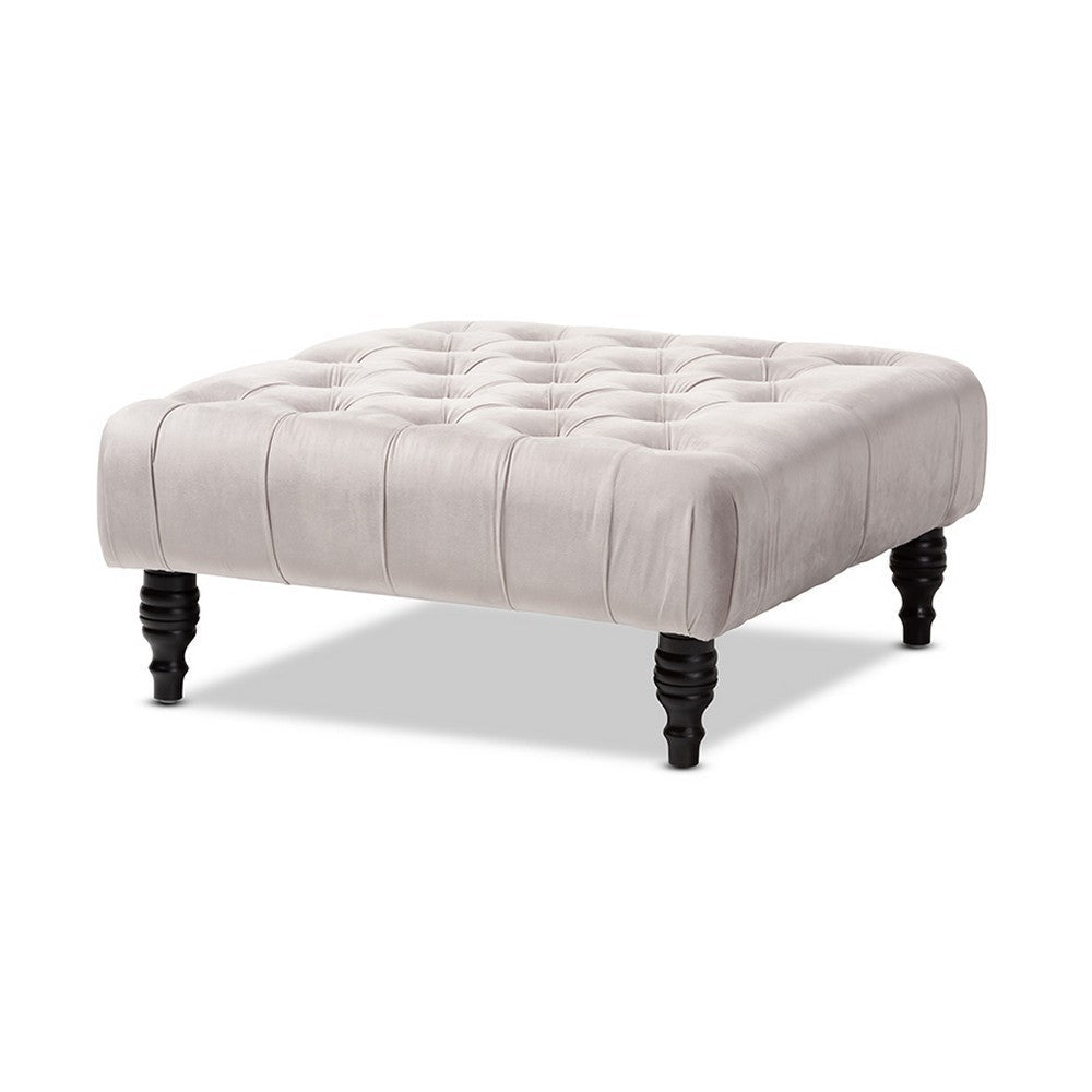 Baxton Studio Keswick Transitional Grey Velvet Fabric Upholstered Button Tufted Cocktail Ottoman WHI-502-Slate-Grey-Otto