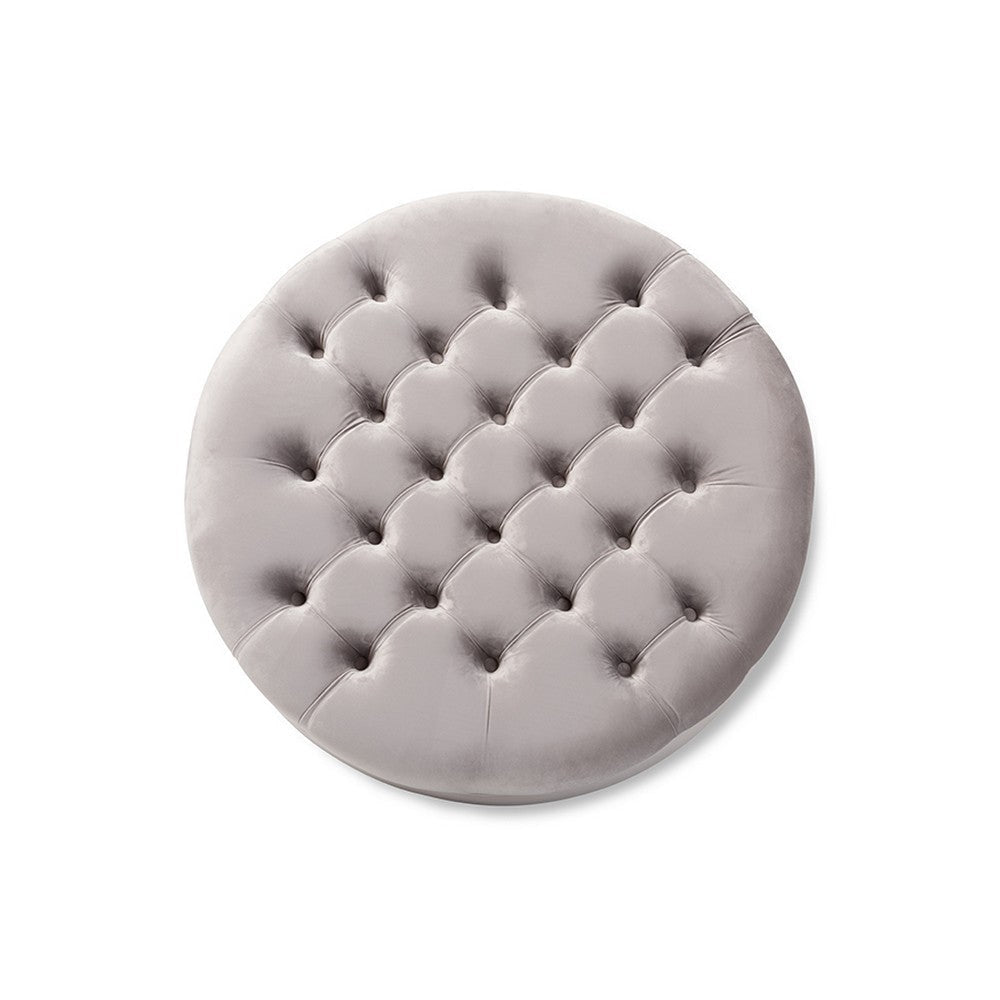 Baxton Studio Palfrey Transitional Grey Velvet Fabric Upholstered Button Tufted Cocktail Ottoman WHI-531-Slate-Grey-Otto