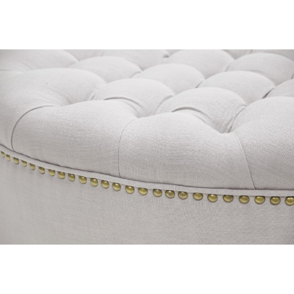 Baxton Studio Iglehart Beige Linen Modern Tufted Ottoman