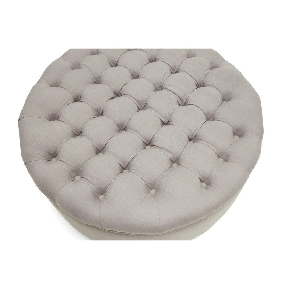 Baxton Studio Iglehart Beige Linen Modern Tufted Ottoman