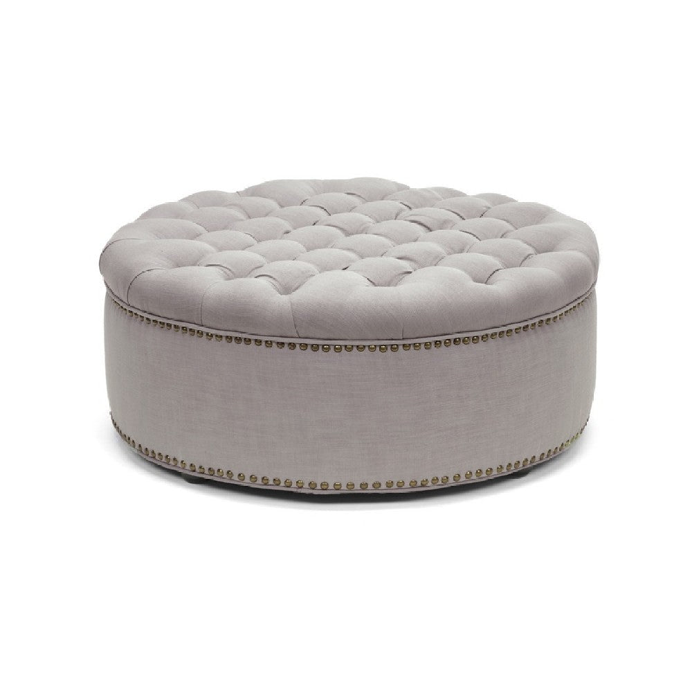 Baxton Studio Iglehart Beige Linen Modern Tufted Ottoman