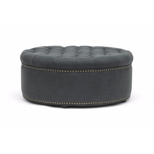 Baxton Studio Iglehart Gray Linen Modern Tufted Ottoman