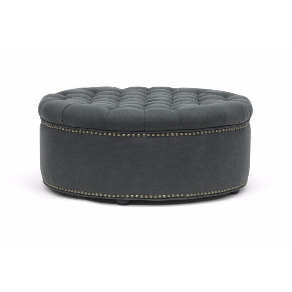 Baxton Studio Iglehart Gray Linen Modern Tufted Ottoman