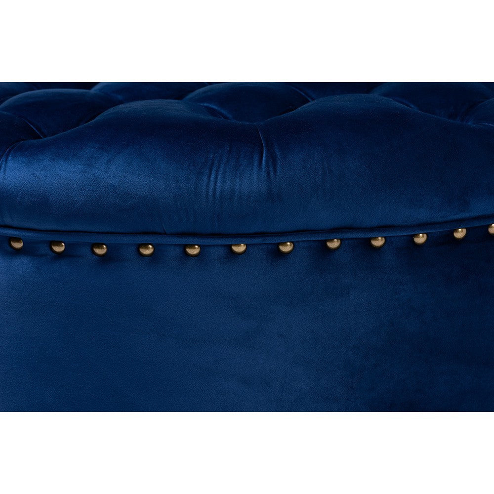 Baxton Studio Iglehart Modern and Contemporary Royal Blue Velvet Fabric Upholstered Tufted Cocktail Ottoman