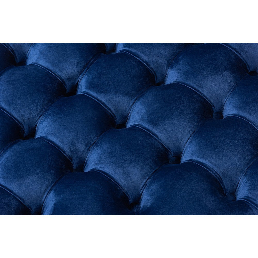 Baxton Studio Iglehart Modern and Contemporary Royal Blue Velvet Fabric Upholstered Tufted Cocktail Ottoman