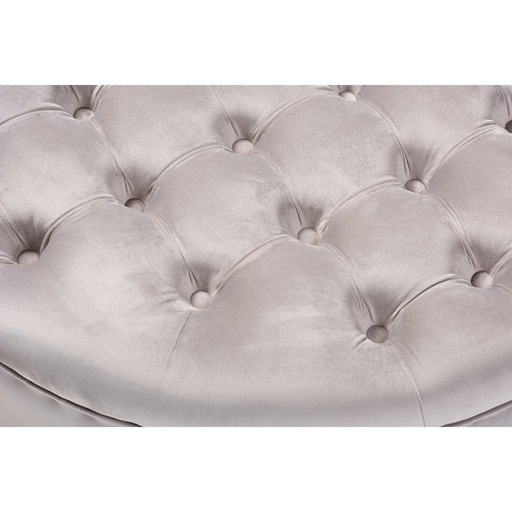 Baxton Studio Iglehart Modern and Contemporary Light Gray Velvet Fabric Upholstered Tufted Cocktail Ottoman