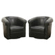 Baxton Studio Julian Black Brown Faux Leather Club Chair with 360 Degree Swivel WHI-A-282-Black