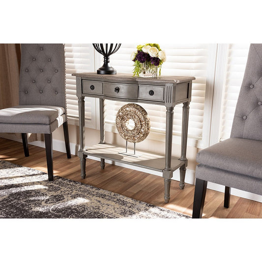 Baxton Studio Noelle French Provincial Gray Finished 1-Drawer Wood Console Table