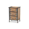 Baxton Studio Laurel Rustic Industrial Antique Grey Finished Metal and Whitewashed Oak Brown Finished Wood 3-Drawer End Table