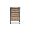 Baxton Studio Laurel Rustic Industrial Antique Grey Finished Metal and Whitewashed Oak Brown Finished Wood 3-Drawer End Table