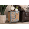 Baxton Studio Laurel Rustic Industrial Antique Grey Finished Metal and Whitewashed Oak Brown Finished Wood 3-Drawer Accent Storage Cabinet