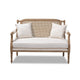 Baxton Studio Clemence French Provincial Ivory Fabric Upholstered Whitewashed Wood Loveseat WHI-ASS1038-LS