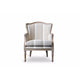 Baxton Studio Charlemagne Traditional French Accent Chair-Oak (Brown Stripe) WHI-ASS293Mi-CG4