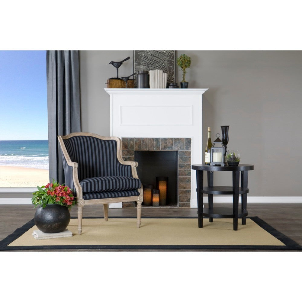 Baxton Studio Charlemagne Traditional French Black and Grey Striped Accent Chair