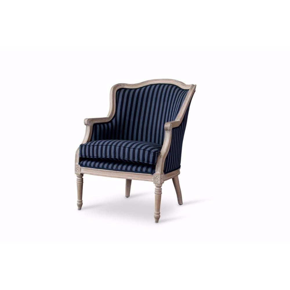 Baxton Studio Charlemagne Traditional French Black and Grey Striped Accent Chair WHI-ASS378Mi-CG4