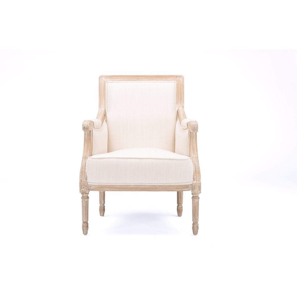 Baxton Studio Chavanon Wood & Light Beige Linen Traditional French Accent Chair