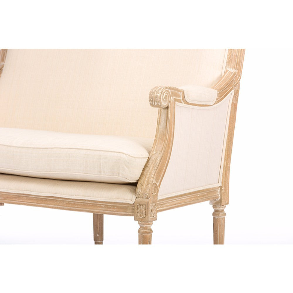 Baxton Studio Chavanon Wood & Light Beige Linen Traditional French Loveseat