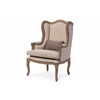 Baxton Studio Oreille French Provincial Style White Wash Distressed Two-tone Beige Upholstered Armchair WHI-ASS561Mi-CG4